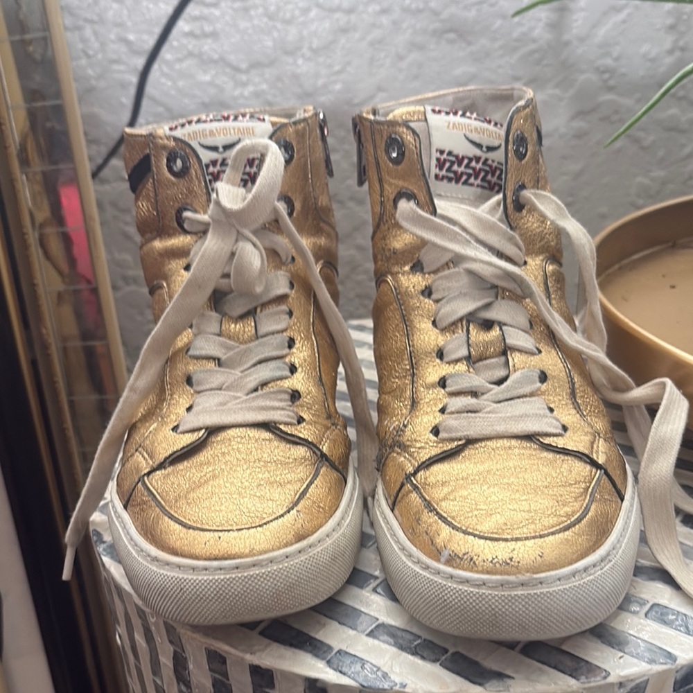 Zadig & Voltaire Gold High Flash Sneakers‎ size 39 - Picture 5 of 16
